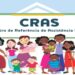 Fubdo azul, com as siglas CRAS, pessoas